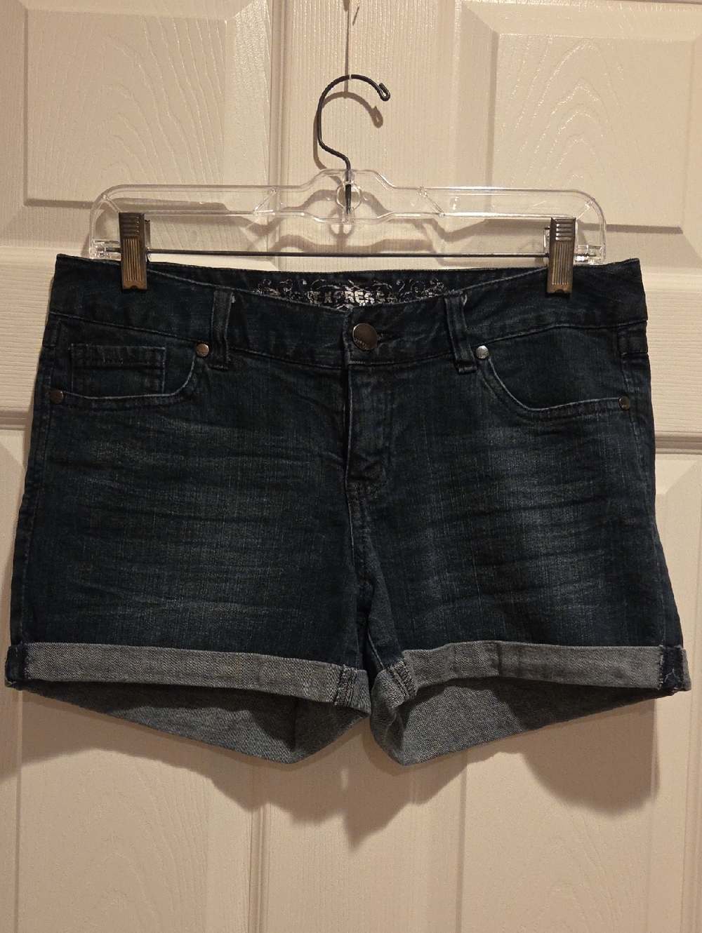 Dark Wash Denim Roll-Cuff Women’s Shorts